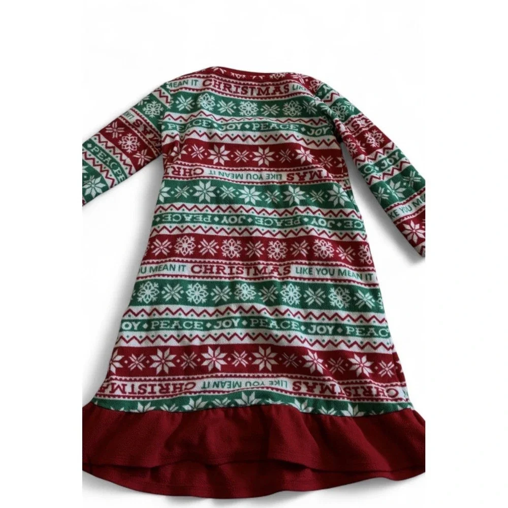Jammies For Your Families Girls Christmas Nightgrown 2T Fleece Holiday Ruffle